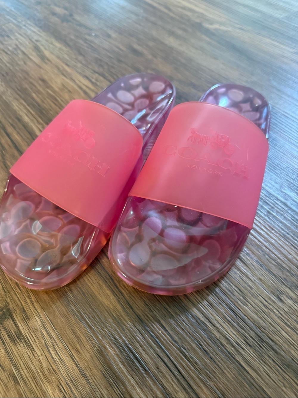 Coach Pink Jelly Slide Sandals with Signature Insole